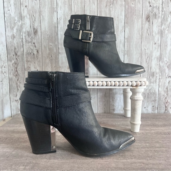 Vince Camuto Leather Moto Western Ankle Boot Size 7 - Picture 4 of 9